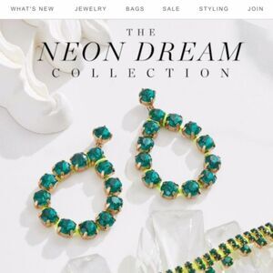 Stella & Dot Neon Dream Earrings – Emerald Green Crystal 2-in-1 Statement